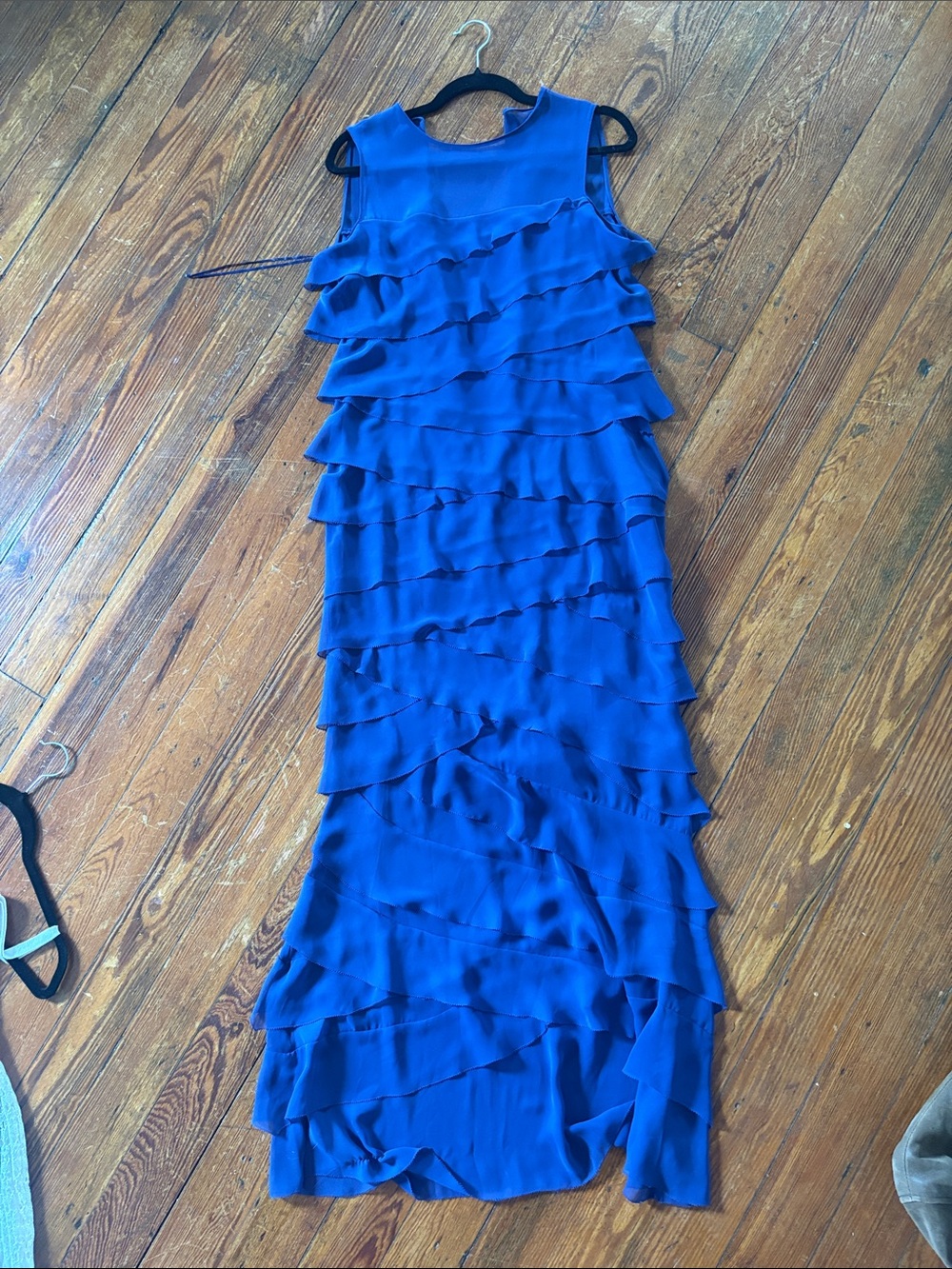Alex Evenings Royal Blue Ruffle Tiered Maxi Dress